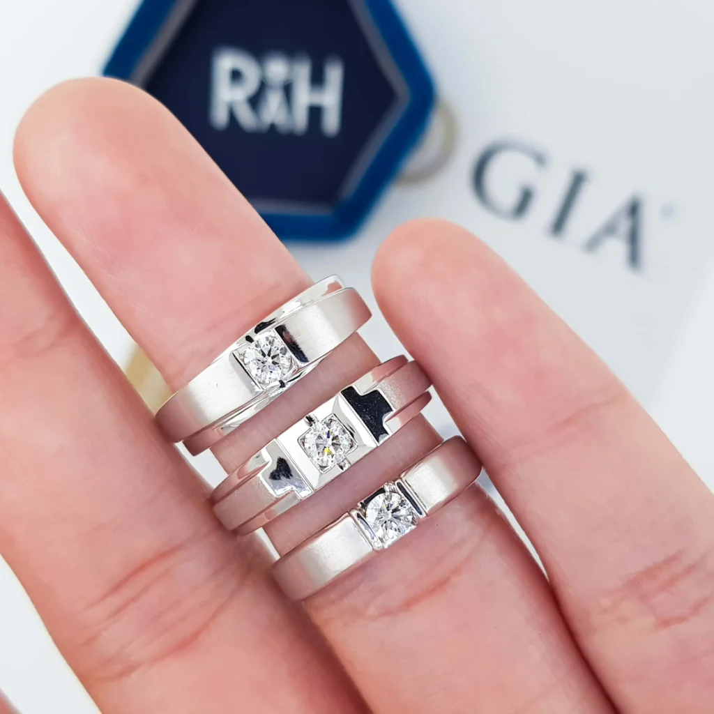 แหวนเจ้าบ่าว แหวนเพชรแท้ แหวนเพชร GIA น้ำ 100